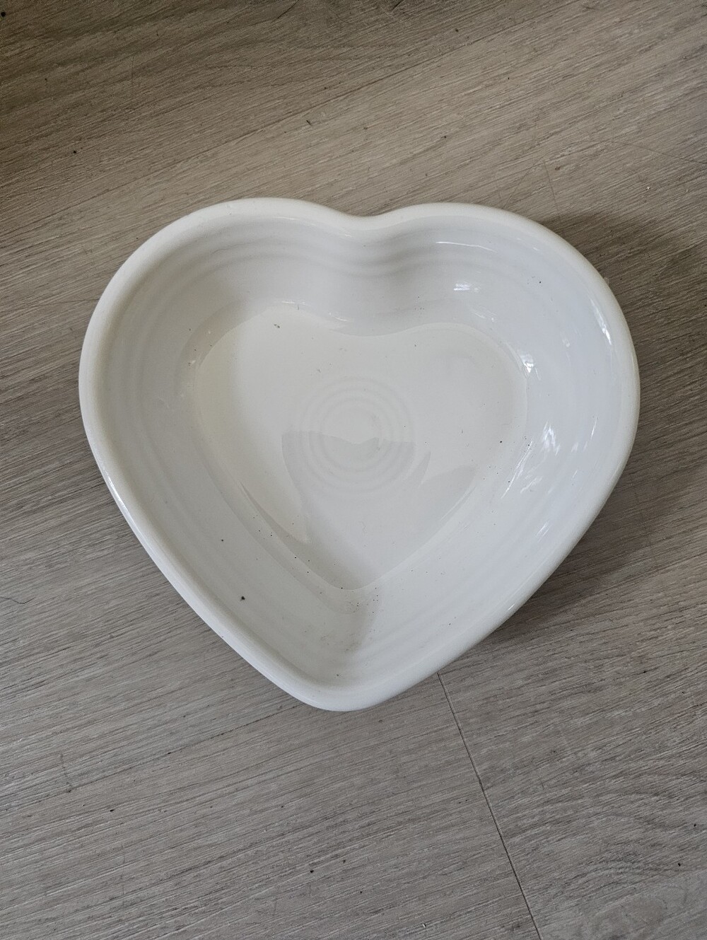 Fiesta White Heart-Shaped Ceramic Dish 7.5"